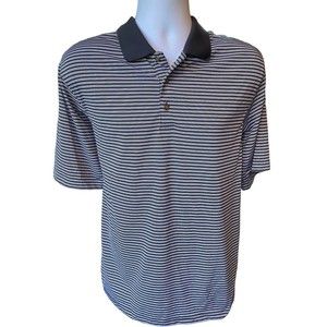 Men's Polo Shirt Size Large Pebble Beach Performance Black Stripe Short Sleeve